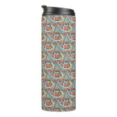 Abstracte aangepaste monogram patroonmonogram thermosbeker (Geroteerd rechts)
