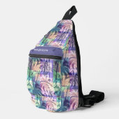 Abstracte aangepaste naam palmboompatroon sling bag (Rechterhoek)