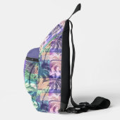 Abstracte aangepaste naam palmboompatroon sling bag (Rechts)
