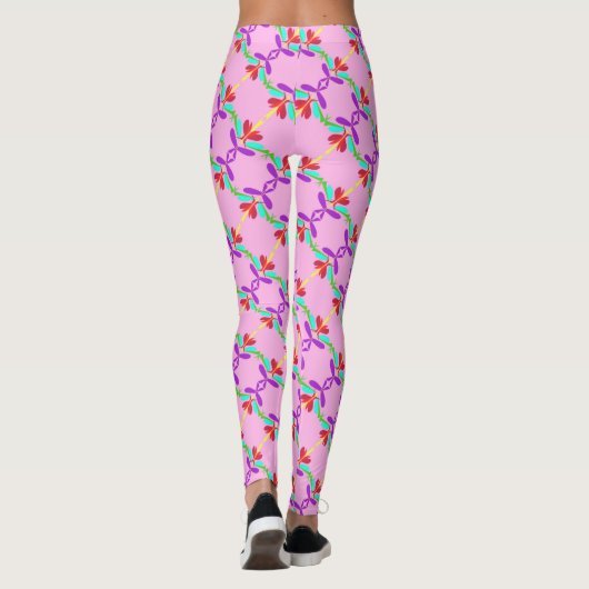 Abstracte aanjager in roze over design Yoga Pants Leggings (Achterkant)