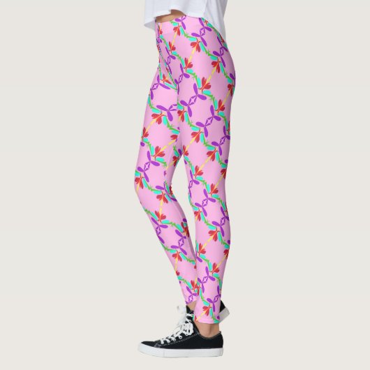 Abstracte aanjager in roze over design Yoga Pants Leggings (Links)