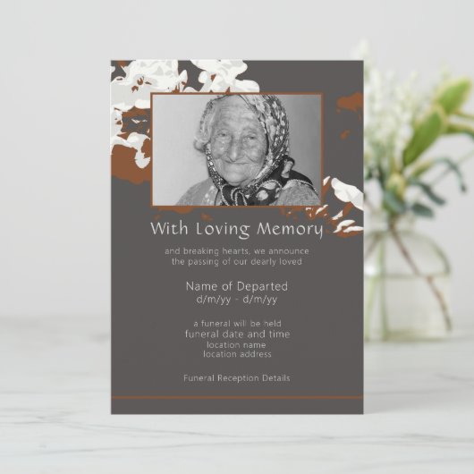 Abstracte Aankondiging van de begrafenis van Flora (Staand voorkant)