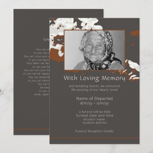 Abstracte Aankondiging van de begrafenis van Flora (Voorkant / Achterkant)