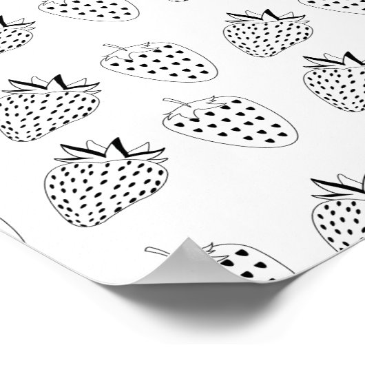 Abstracte aardbei (zwart en wit) poster (Hoek)