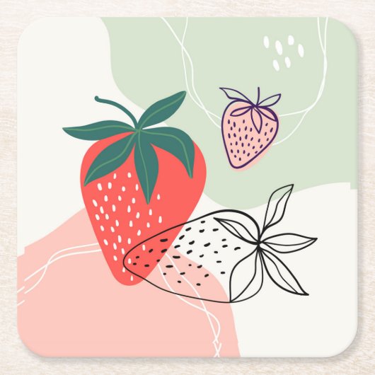 Abstracte aardbeienhoudende Onderzetters (Voorkant)