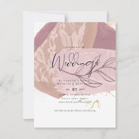 Abstracte aarde gouden trouw laag budget uitnodigi kaart (Voorkant)