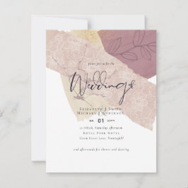 Abstracte aarde gouden trouwuitnodiging lage begro kaart