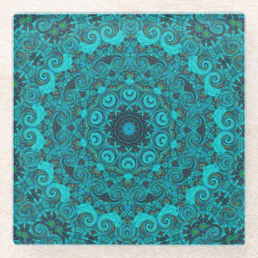 abstracte aarde sticker glazen onderzetter (Voorkant)