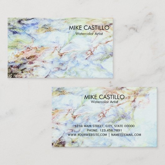 Abstracte Aarde Waterverf artiest Visitekaartje (Voorkant / Achterkant)