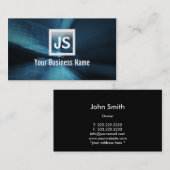 Abstracte aarde Wireframe Blue Dark Visitekaartje (Voorkant / Achterkant)