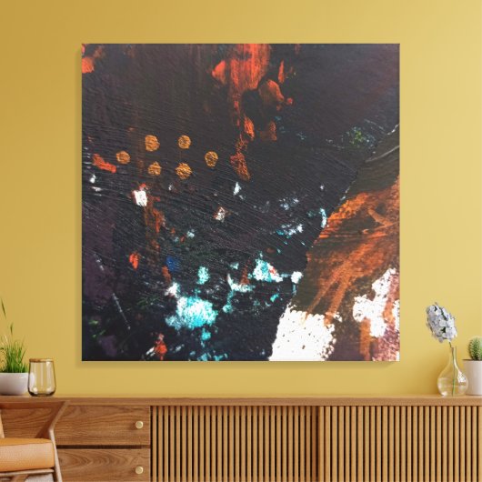 Abstracte aardetinten met kobaltblauw, rood, koper canvas afdruk (Insitu (Woonkamer))