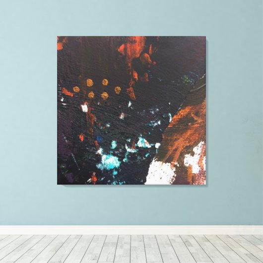 Abstracte aardetinten met kobaltblauw, rood, koper canvas afdruk (Insitu (Houten vloer))