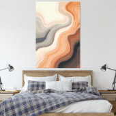 Abstracte aardetinten stromen canvas afdruk (Insitu (Slaapkamer))