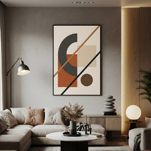 Abstracte aardetinten uit het midden van de eeuw canvas afdruk