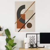 Abstracte aardetinten uit het midden van de eeuw poster (Thuiskantoor)