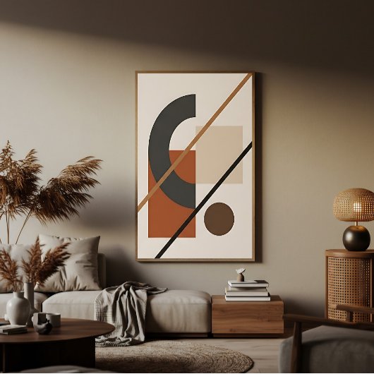 Abstracte aardetinten uit het midden van de eeuw poster