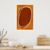 Abstracte aardetone muurkunst rustieke warmte, ged poster (Keuken)
