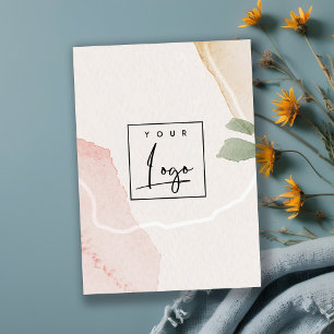 Abstracte Aardige Roze Groene Blush Waterverf Logo Visitekaartje