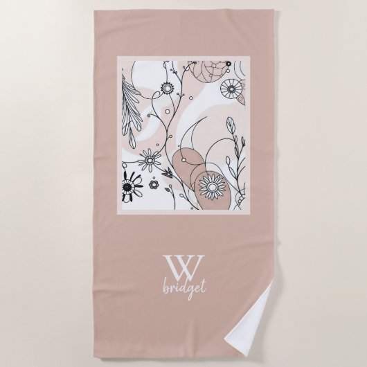 Abstracte aardse Boho minimalistische stijl Strandlaken (Voorkant)