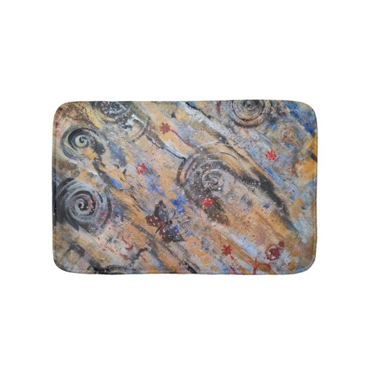 Abstracte aardse gouden en zilveren vlinder badmat (Voorkant)