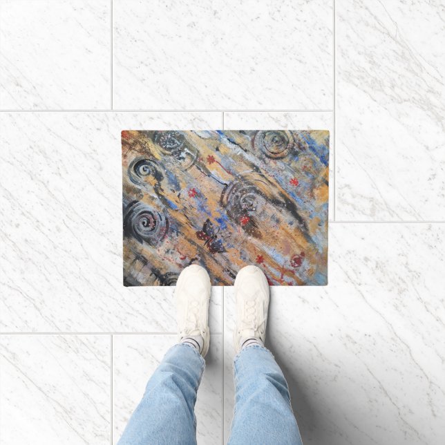 Abstracte aardse gouden en zilveren vlinder deurmat (Binnen)