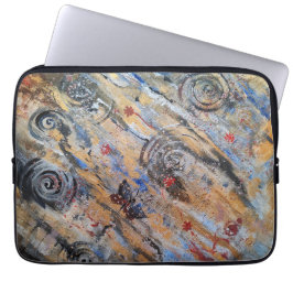 Abstracte aardse gouden en zilveren vlinder laptop sleeve