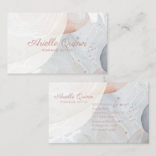 Abstracte Aardse Moderne Waterverf Vormt Texturen Visitekaartje (Voorkant / Achterkant)