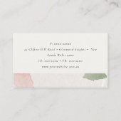 Abstracte aardse roze groene blush Waterverf Visitekaartje (Achterkant)