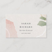 Abstracte aardse roze groene blush Waterverf Visitekaartje (Voorkant)