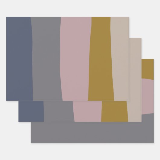 Abstracte aardse strepen Modern esthetisch zacht Inpakpapier Vel (Set)