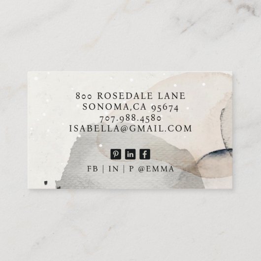 Abstracte aardse Waterverf Shapes Professional Visitekaartje (Achterkant)