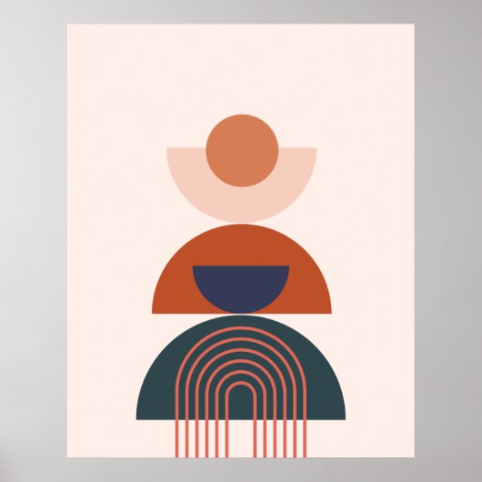 Abstracte aardtoon blauwe vonk geometrisch poster (Voorkant)