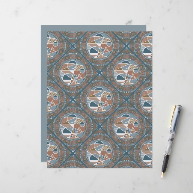 Abstracte Accent Dot Mandala Diamond Tegel Scrapbo (Voorkant / Achterkant in situ)