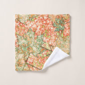 Abstracte acerbladeren op krasachtige koraalachter bad handdoek (Wasdoekje)