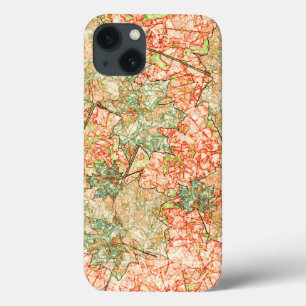 Abstracte acerbladeren op krasachtige koraalachter Case-Mate iPhone case