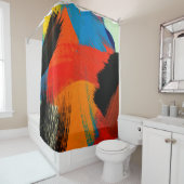 Abstracte achtergrond. Acrylkleuren. Schilderen op Douchegordijn (In situ)