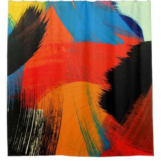 Abstracte achtergrond. Acrylkleuren. Schilderen op Douchegordijn (Voorkant)