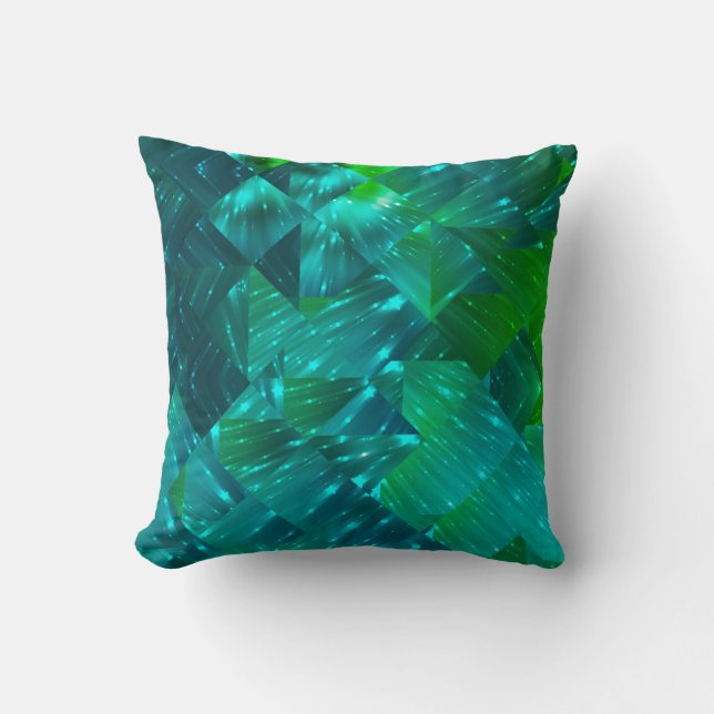 abstracte achtergrond: blauwe en groene mozaïekach kussen (Voorkant)