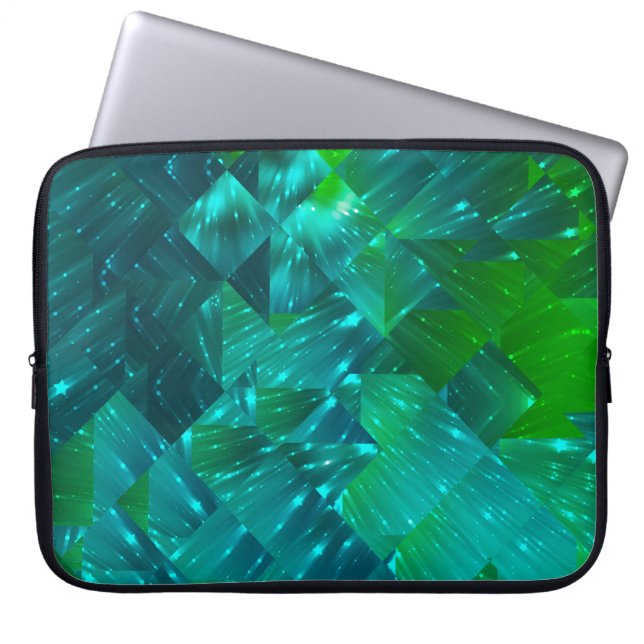 abstracte achtergrond: blauwe en groene mozaïekach laptop sleeve (Voorkant)