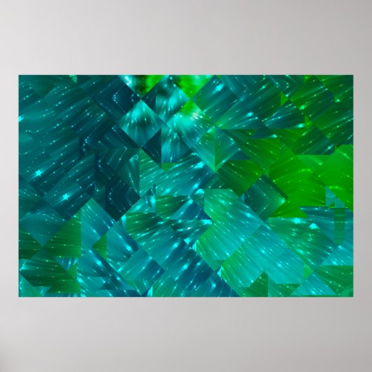 abstracte achtergrond: blauwe en groene mozaïekach poster (Voorkant)