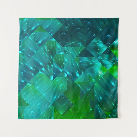 abstracte achtergrond: blauwe en groene mozaïekach wandkleed (Voorkant (horizontaal))