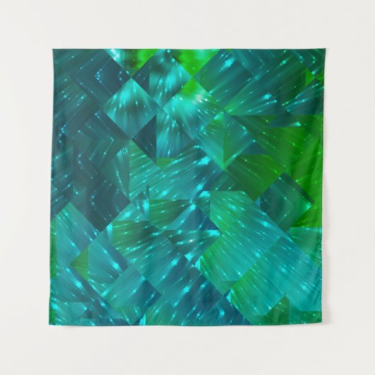 abstracte achtergrond: blauwe en groene mozaïekach wandkleed (Voorkant)