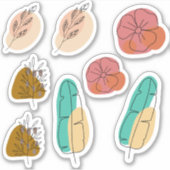 Abstracte achtergrond bloemen set sticker (Voorkant)