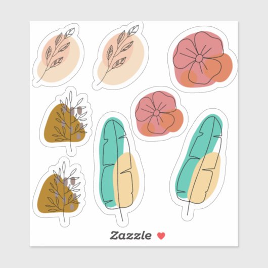 Abstracte achtergrond bloemenset sticker (Vel)