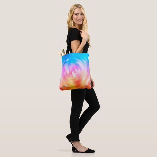 abstracte achtergrond: briljante cirkels achtergro tote bag (Op model)