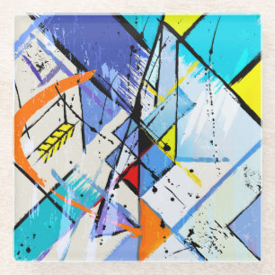 Abstracte achtergrond, geometrische lijnen, spatte glazen onderzetter