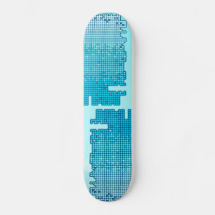 Abstracte achtergrond in blauw, schaats persoonlijk skateboard