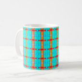 abstracte achtergrond | meerkleurig gingham-patroo koffiemok (Voorkant links)
