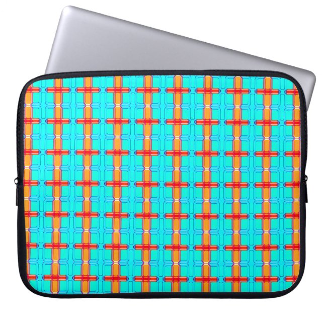 abstracte achtergrond | meerkleurig gingham-patroo laptop sleeve (Voorkant)