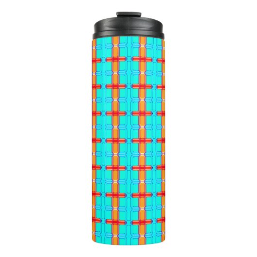 abstracte achtergrond | meerkleurig gingham-patroo thermosbeker (Voorkant)